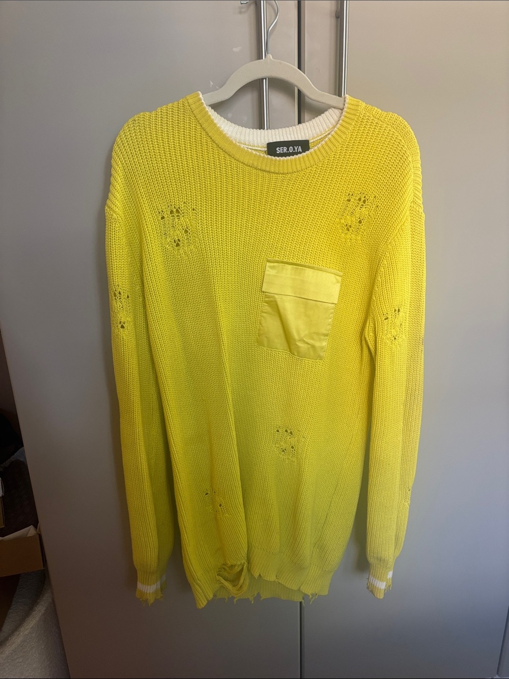 SER.O.YA Lemon Yellow Crewneck Sweater with Front Pocket
